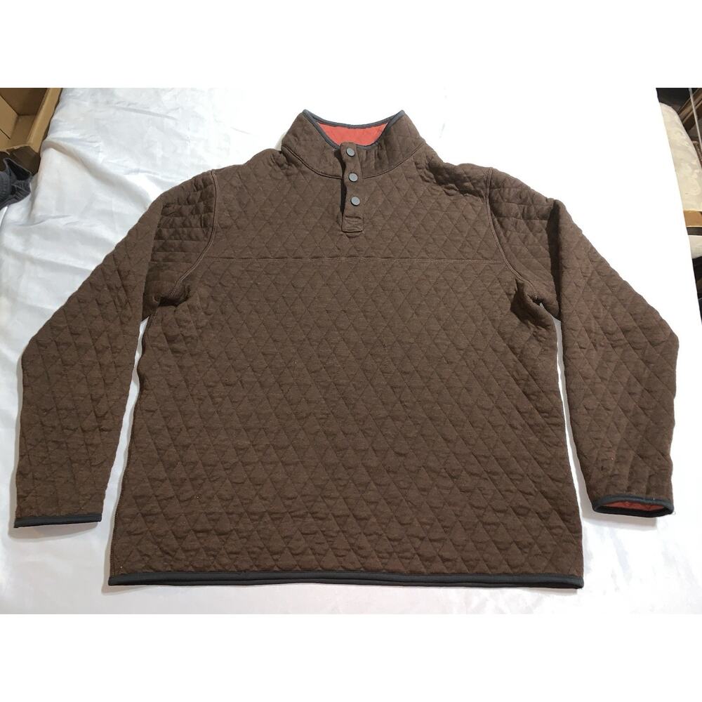 Quilted Pullover Brown W Orange‎ Inside Snap Closure